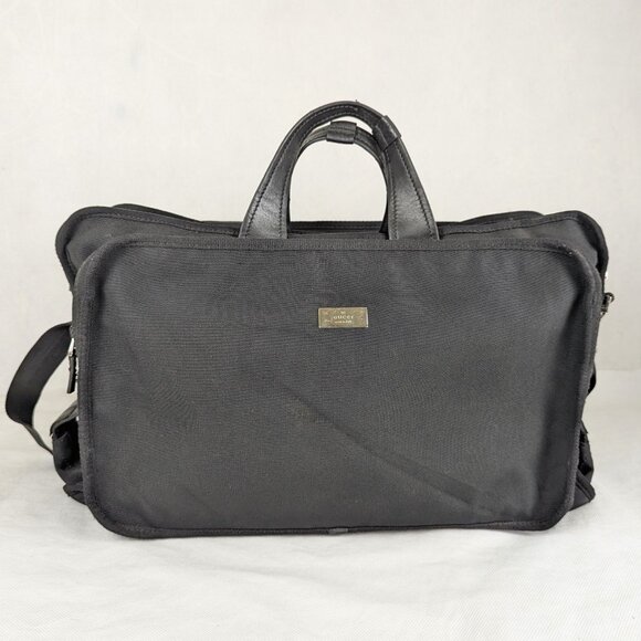 Authentic GUCCI Boston Silvery Synthetic Shoulder Travel Bag Black Made in Italy - Picture 1 of 14